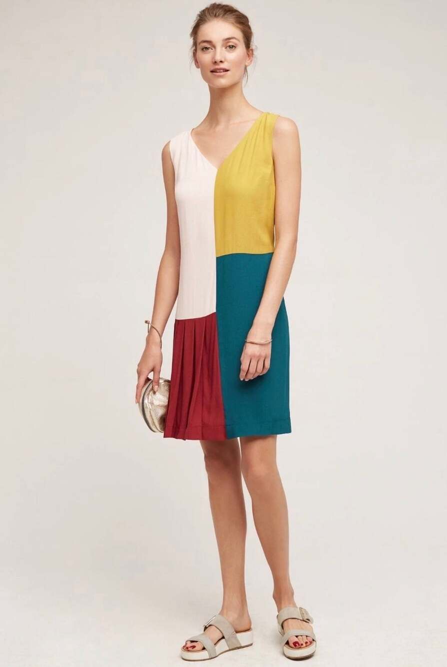 Anthropolgie x HD in Paris Colorblock Shift Dress Size 6 Retro Mod NWT
